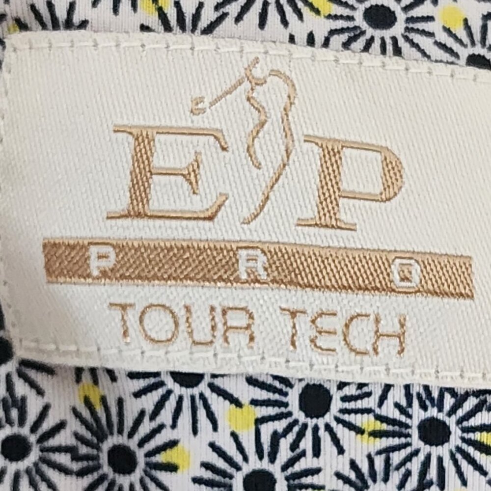 EP Pro Tour Tech Black White Yellow Floral Sleeveless Poly Span Golf Tank Sz XL - Picture 14 of 16